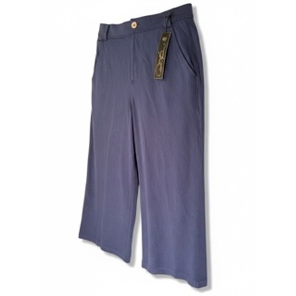 DG2 Diane Gilman Womens Navy Blue Wide Leg Culotte Pants Size 12 NWT